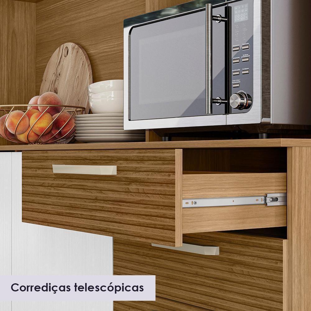 Cozinha Compacta 6p 2g 180 Cm Ferrara Freijo Supremo Cp Ripado Freijo Ktp Freijo Supremo Cp Ripadofreijo - 6
