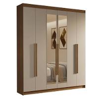Guarda-roupa Casal 6 Portas Batentes Com Espelho Venus Madesa Rustic/crema - 7