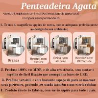 Penteadeira Camarim Com Mesa De Cabeceira Espelho Led 4 Gavetas Pés Em Madeira Nature / Offwhite - 3