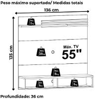 Painel Suspenso Tv 55 Pol 136 Cm Sublime Cinamomo Off White Madetec Cinamomo Off White - 3