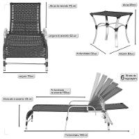 1 Espreguiçadeira Catar E 1 Mesa Garden Alumínio E Fibra Preto - 2