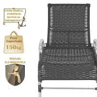 1 Espreguiçadeira Catar E 1 Mesa Garden Alumínio E Fibra Preto