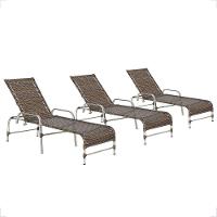 3 Espreguiçadeiras Reclinável Catar, Alumínio Polido E Fibra Argila - 1