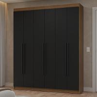 Guarda-roupa Casal 6 Portas Batentes Netuno Madesa Rustic/preto - 1