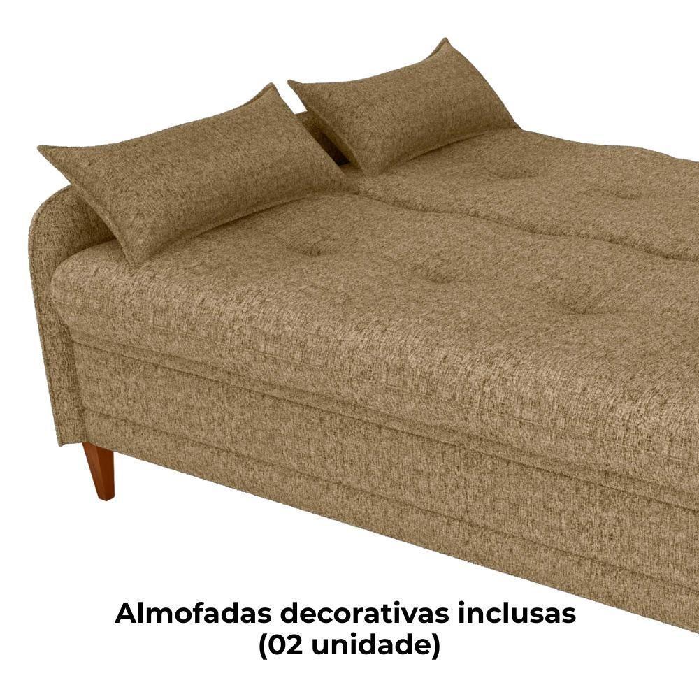 Sofa Cama 2 Lugares 206 Cm Donna Linho Vancouver E486 Palha Milani Store Palhaa - 5