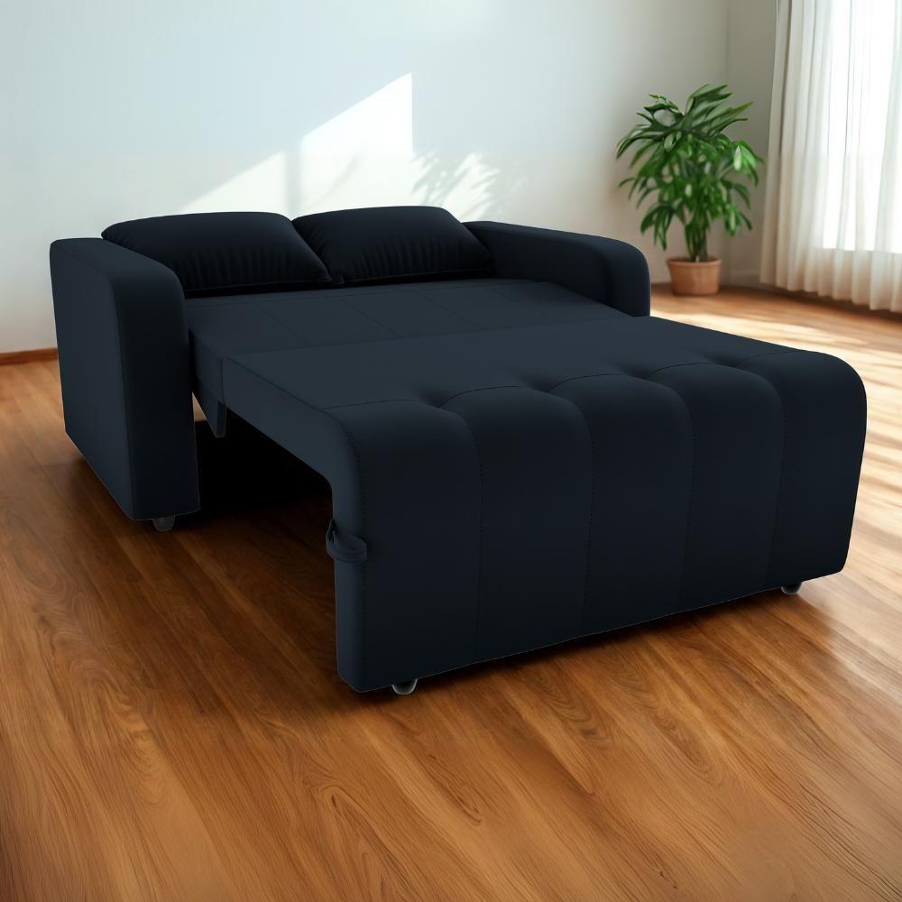 Sofa Cama 2 Lugares 138 Cm Amora Veludo Inca E451 Preto Milani Store Preto - 8