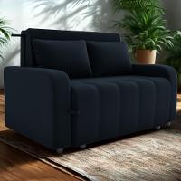 Sofa Cama 2 Lugares 138 Cm Amora Veludo Inca E451 Preto Milani Store Preto - 2