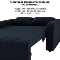 Sofa Cama 2 Lugares 138 Cm Amora Veludo Inca E451 Preto Milani Store Preto - 5