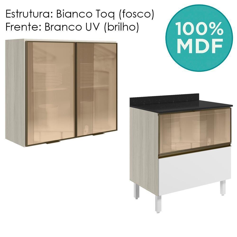 Armario Aereo Vidro Balcao 80 Cm Mdf Kali Bianco Toq Branco Uv Nicioli - 4