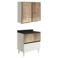 Armario Aereo Vidro Balcao 80 Cm Mdf Kali Bianco Toq Branco Uv Nicioli - 1