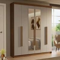 Guarda-roupa Casal 6 Portas Batentes Com Espelho Saturno Madesa Rustic/crema - 1