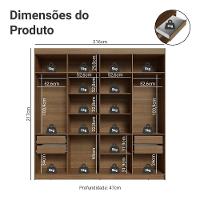 Guarda-roupa Casal 8 Portas Batentes Com Espelho Venus Madesa Rustic/crema - 7