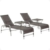 2 Espreguiçadeira Catar E 2 Mesa Garden Alumínio E Fibra Tabaco - 1