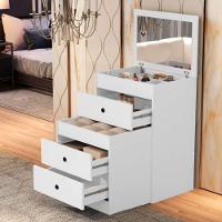 Penteadeira Cômoda Gaveteiro Com Banqueta Embutido 100% Mdf Espelho Basculante Branco