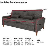 Sofa Cama 2 Lugares 206 Cm Donna Linho Vancouver E484 Chumbo Milani Store Chumbo