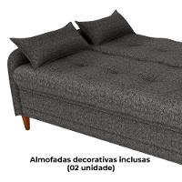Sofa Cama 2 Lugares 206 Cm Donna Linho Vancouver E484 Chumbo Milani Store Chumbo - 5