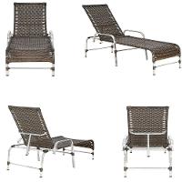 2 Espreguiçadeiras Catar E 1 Mesa Alumínio E Fibra Trama Pedra Ferro - 5