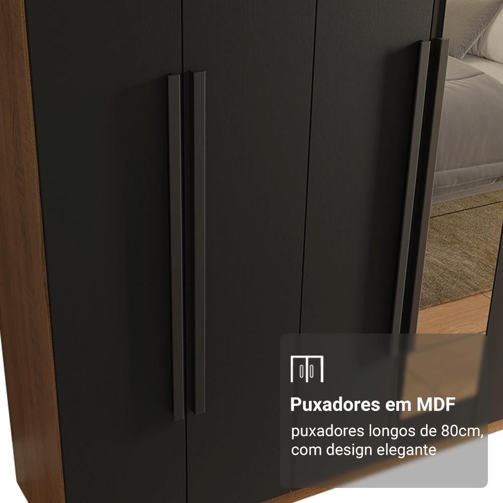 Guarda-roupa Casal 8 Portas Batentes Com Espelho Saturno Madesa Rustic/preto - 6