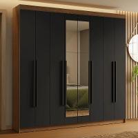 Guarda-roupa Casal 8 Portas Batentes Com Espelho Saturno Madesa Rustic/preto - 1