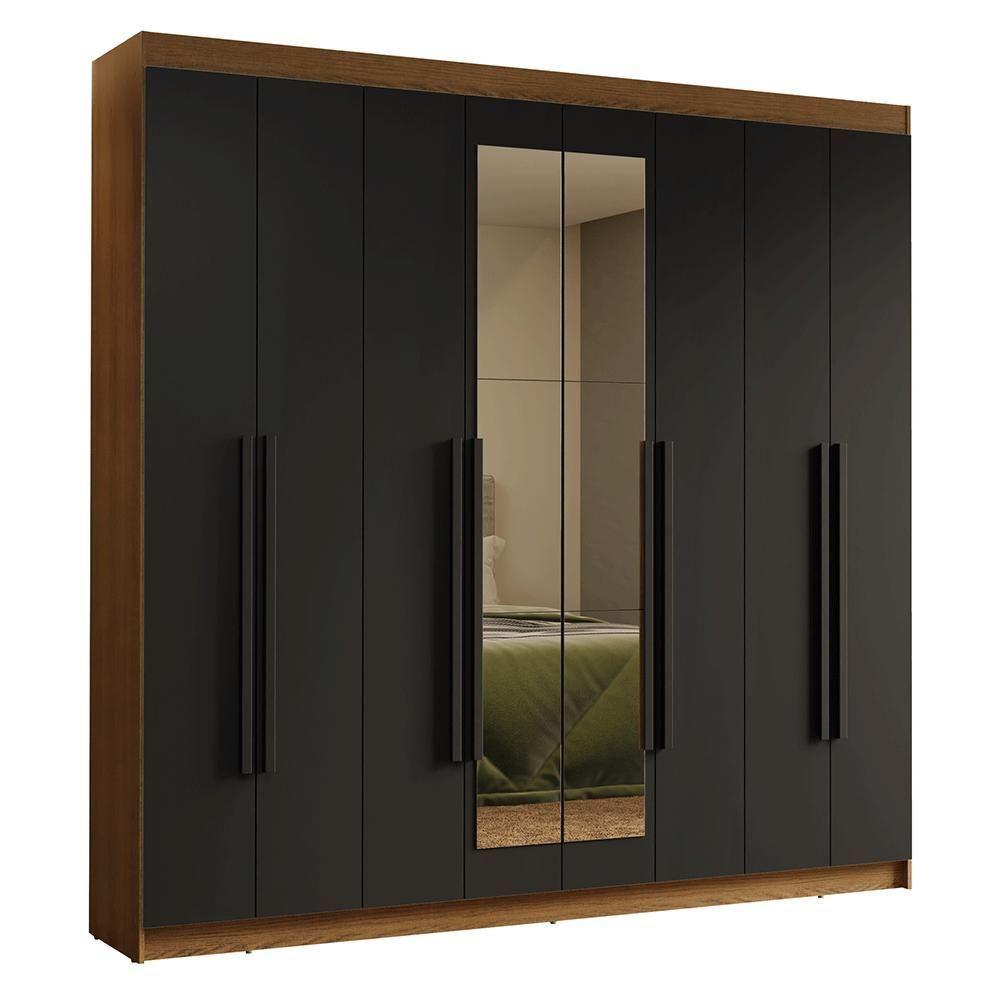 Guarda-roupa Casal 8 Portas Batentes Com Espelho Venus Madesa Rustic/preto - 2