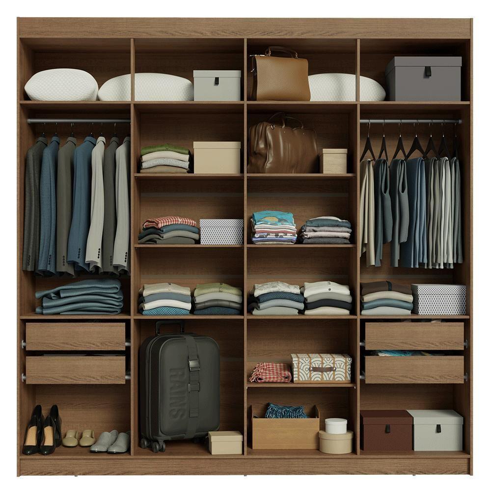 Guarda-roupa Casal 8 Portas Batentes Com Espelho Venus Madesa Rustic/preto - 9