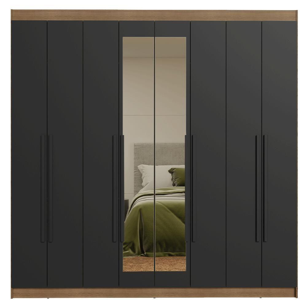 Guarda-roupa Casal 8 Portas Batentes Com Espelho Venus Madesa Rustic/preto - 10