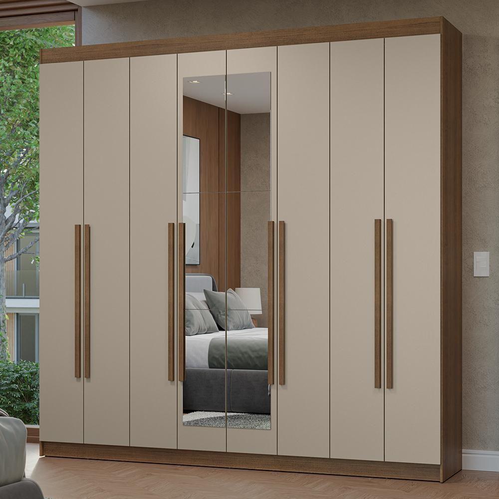 Guarda-roupa Casal 8 Portas Batentes Com Espelho Netuno Madesa Rustic/crema - 1