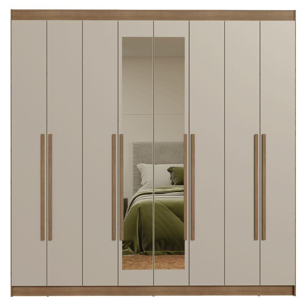 Guarda-roupa Casal 8 Portas Batentes Com Espelho Netuno Madesa Rustic/crema - 10