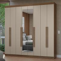 Guarda-roupa Casal 8 Portas Batentes Com Espelho Netuno Madesa Rustic/crema - 1