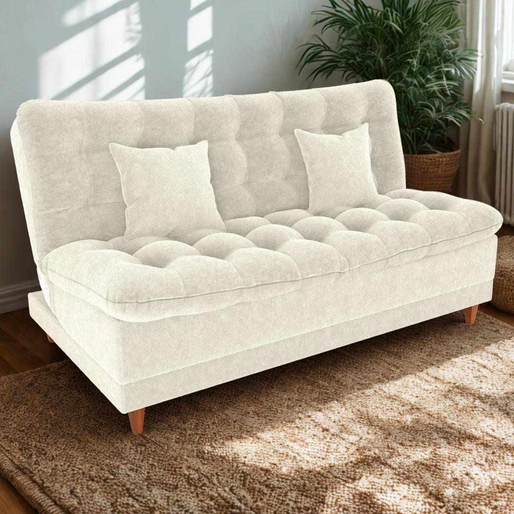Sofa Cama 2 Lugares 185 Cm Duda Tecido Boucle F492 Natural Milani Store Natural - 2