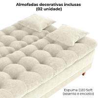 Sofa Cama 2 Lugares 185 Cm Duda Tecido Boucle F492 Natural Milani Store Natural - 6