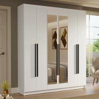 Guarda-roupa Casal 6 Portas Batentes Com Espelho Saturno Madesa Branco/preto - 1