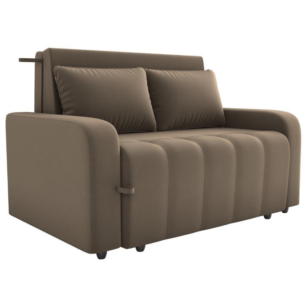 Sofa Cama 2 Lugares 138 Cm Amora New Veludo E434 Marrom Claro Milani Store Marrom Claro - 1