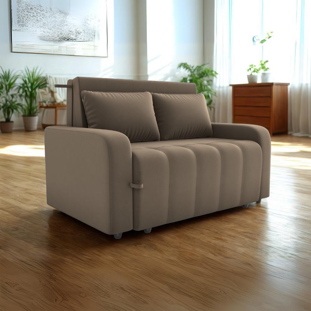 Sofa Cama 2 Lugares 138 Cm Amora New Veludo E434 Marrom Claro Milani Store Marrom Claro - 8
