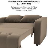 Sofa Cama 2 Lugares 138 Cm Amora New Veludo E434 Marrom Claro Milani Store Marrom Claro - 5