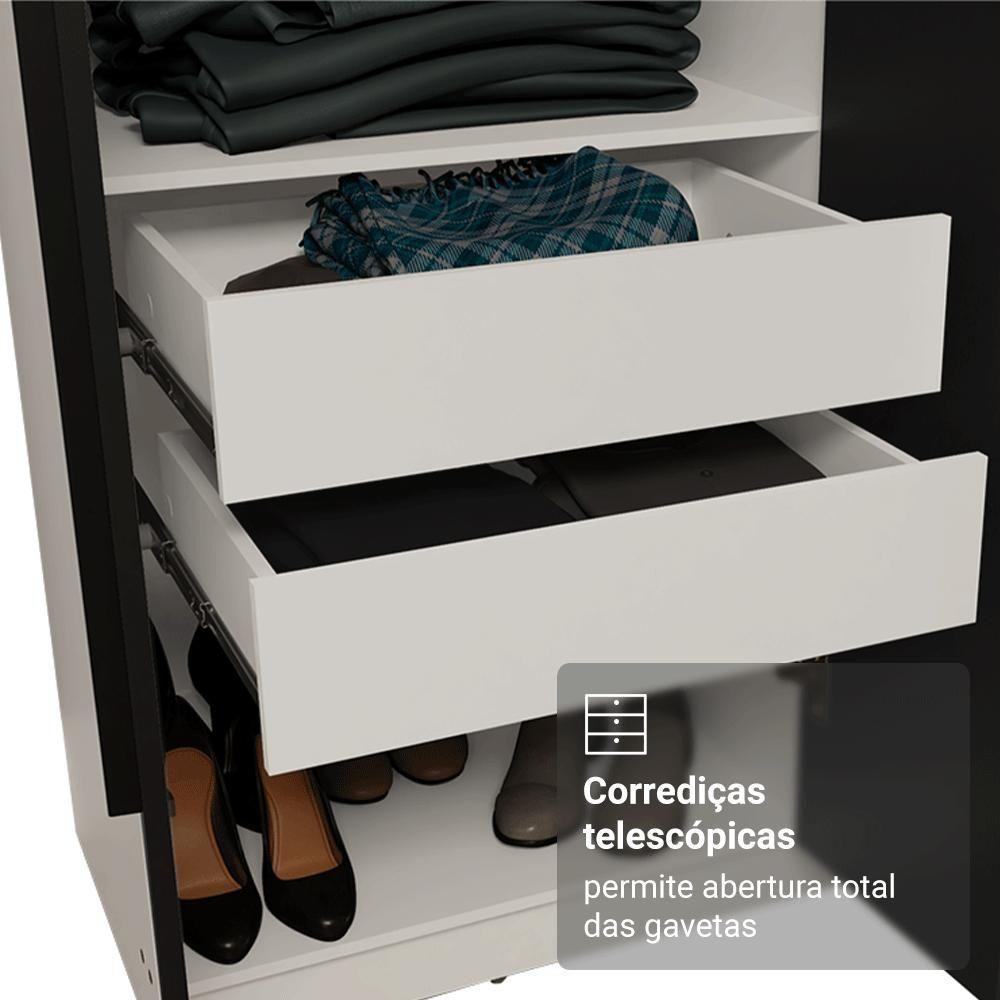 Guarda-roupa Casal 8 Portas Batentes Com Espelho Venus Madesa Branco/preto - 7