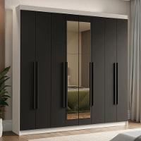 Guarda-roupa Casal 8 Portas Batentes Com Espelho Venus Madesa Branco/preto - 1