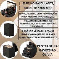 Penteadeira Cômoda Gaveteiro Com Banqueta Embutido 100% Mdf Espelho Basculante Preto - 2