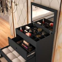 Penteadeira Cômoda Gaveteiro Com Banqueta Embutido 100% Mdf Espelho Basculante Preto