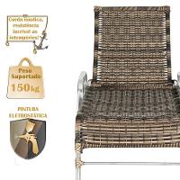 2 Espreguiçadeiras Catar E 1 Mesa Alumínio E Fibra Trama Cappuccino