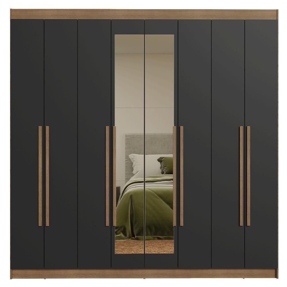 Guarda-roupa Casal 8 Portas Batentes Com Espelho Saturno Madesa Rustic/preto - 10