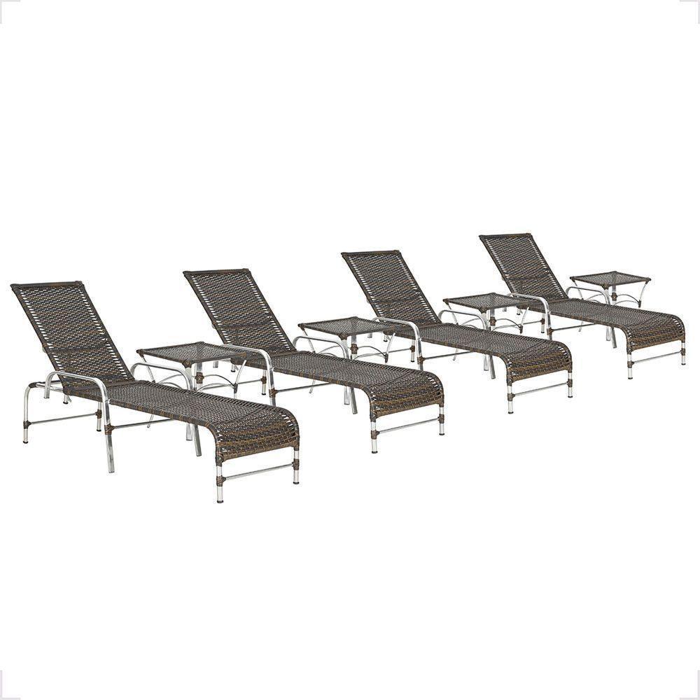 4 Espreguiçadeira Catar E 4 Mesa Garden Alumínio E Fibra Pedra Ferro - 1