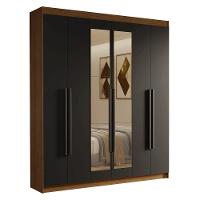 Guarda-roupa Casal 6 Portas Batentes Com Espelho Saturno Madesa Rustic/preto - 2