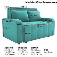 Sofa Cama 2 Lugares 138 Cm Amora Veludo Deluxe Sofistic Verde Milani Store Verde