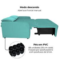 Sofa Cama 2 Lugares 138 Cm Amora Veludo Deluxe Sofistic Verde Milani Store Verde - 6