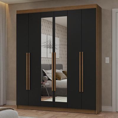 Guarda Roupa Casal Netuno 6 Portas Batentes 4 Gavetas Rustic-preto-rustic