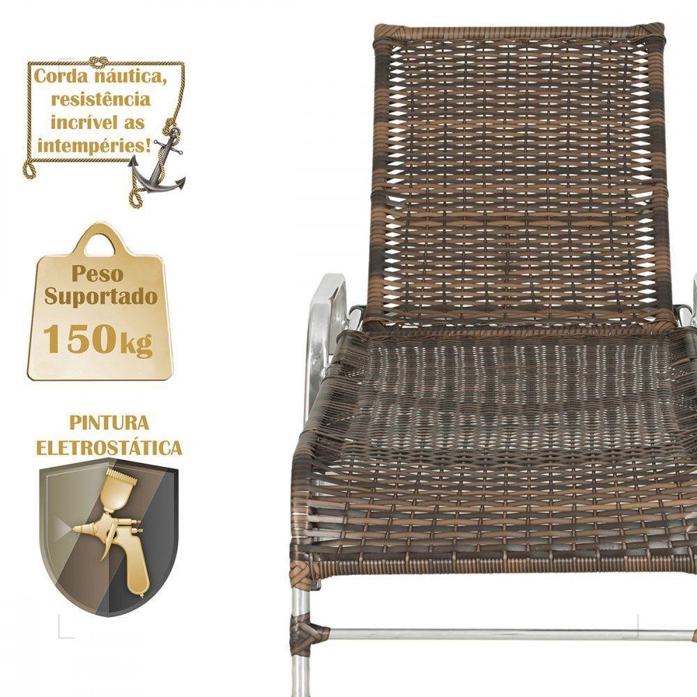 2 Espreguiçadeiras Catar E 1 Mesa Alumínio E Fibra Trama Argila - 4