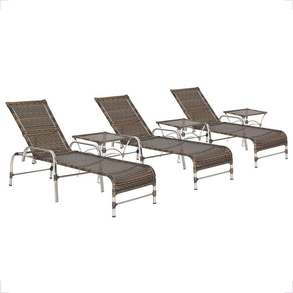 3 Espreguiçadeira Catar E 3 Mesa Garden Alumínio E Fibra Argila - 1