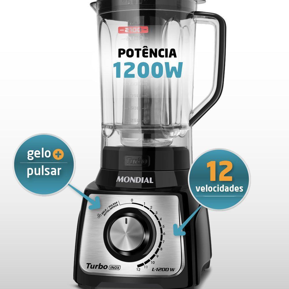 Liquidificador Mondial Turbo Black L-1200 Bi 220v preto - 10