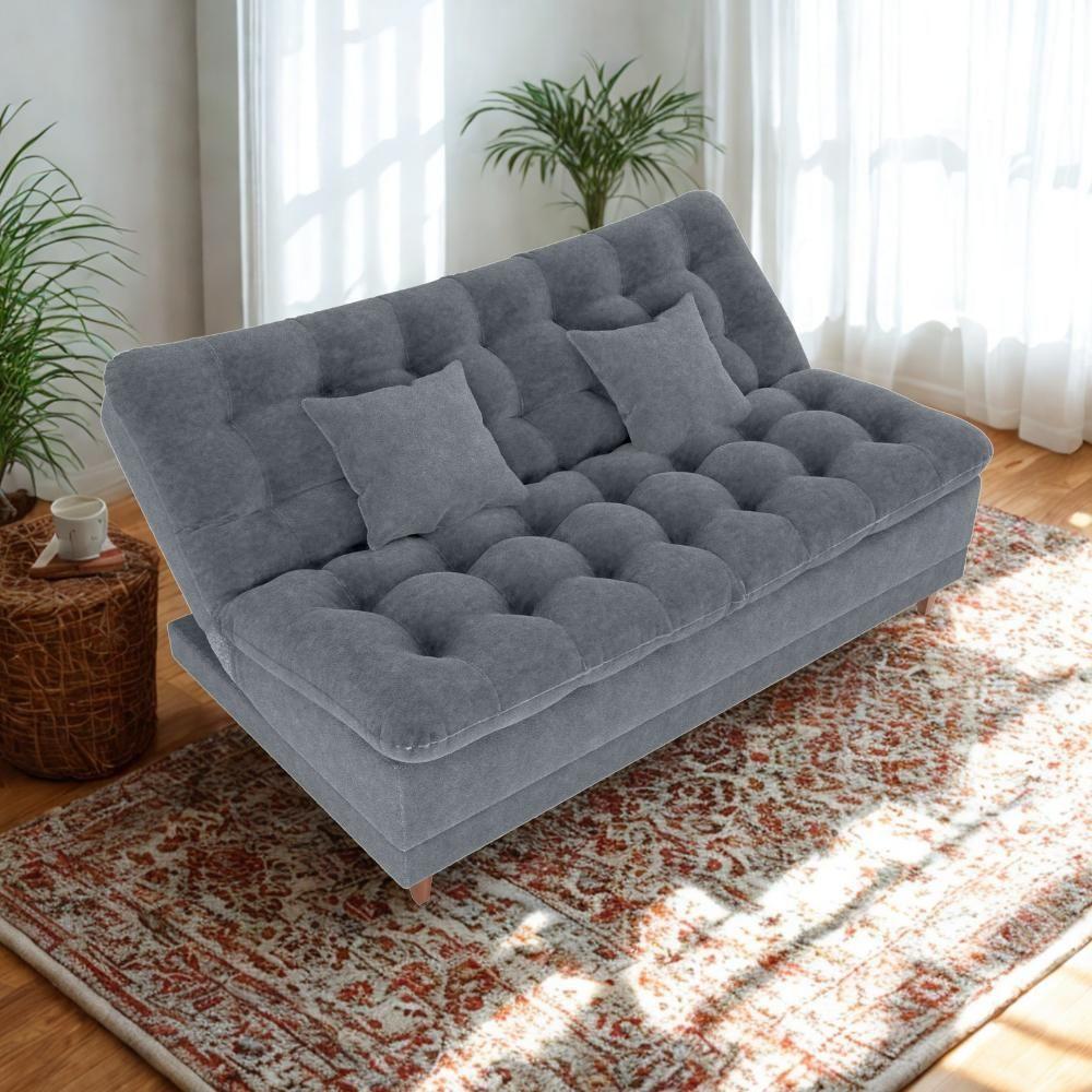 Sofa Cama 2 Lugares 185 Cm Duda Tecido Boucle F497 Cinza Milani Store Cinza - 1